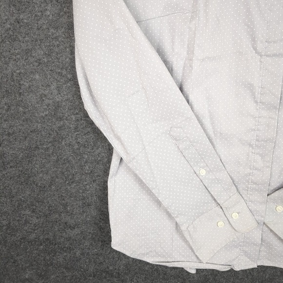 H&M Womens Shirt Size 14 Blue White Polka Dot Button Down Long Sleeve - Picture 3 of 12